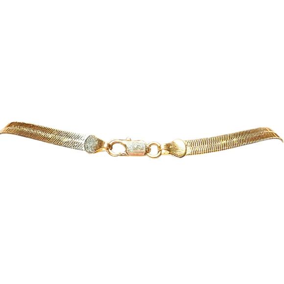 Vtg Gold Tone Necklace Clear Rhinestone Lobster Closure 8.5" - Picture 3 of 4